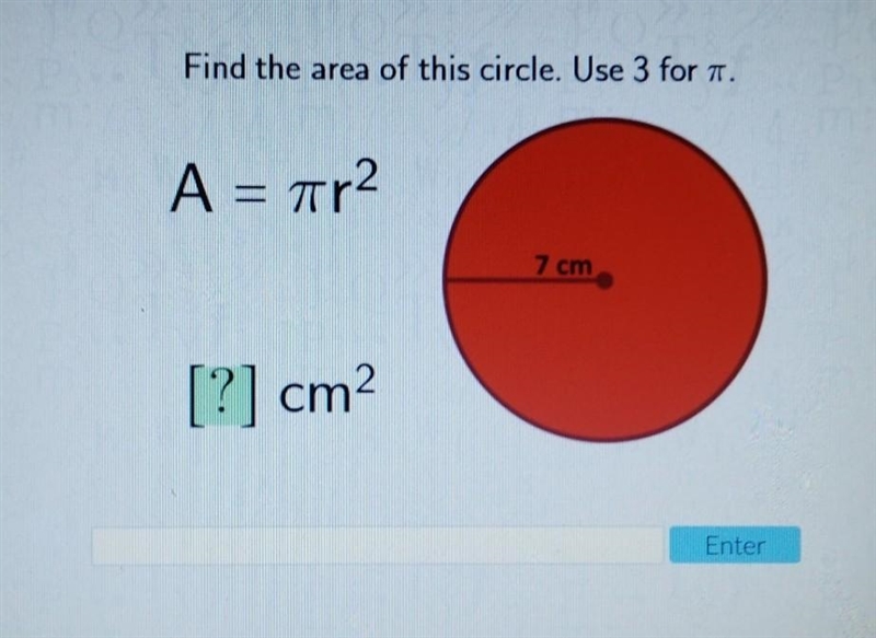 Find the area of this circle. a = \pi{r}^(2)​-example-1