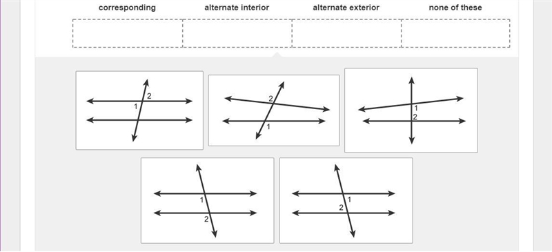 25 POINTS Classify each pair of numbered angles as corresponding, alternate interior-example-1