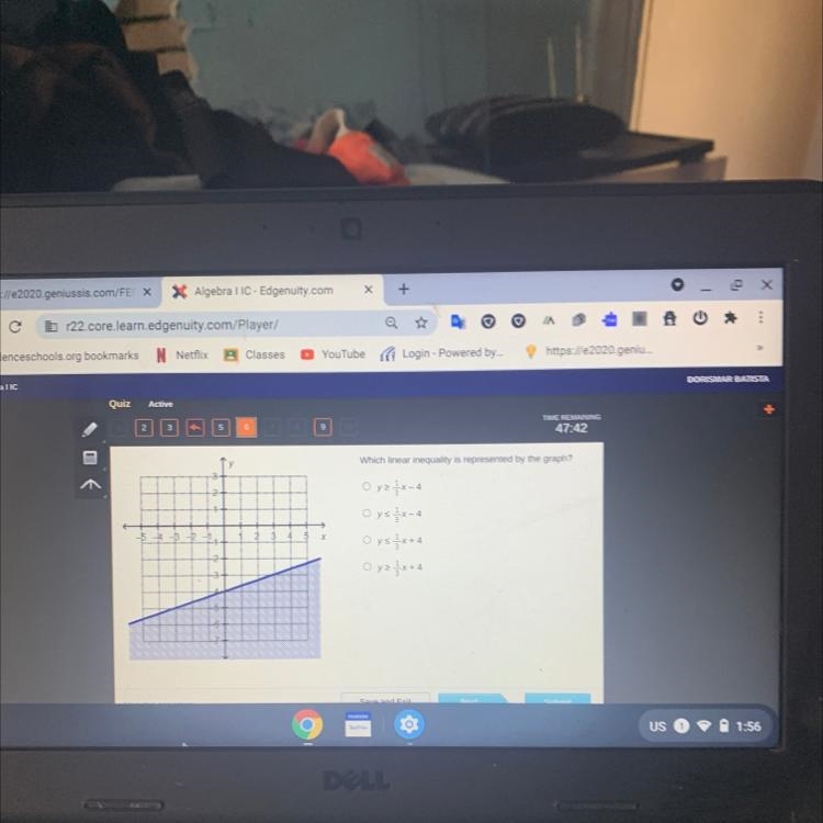 Which linear inequality is represented by the graph-example-1