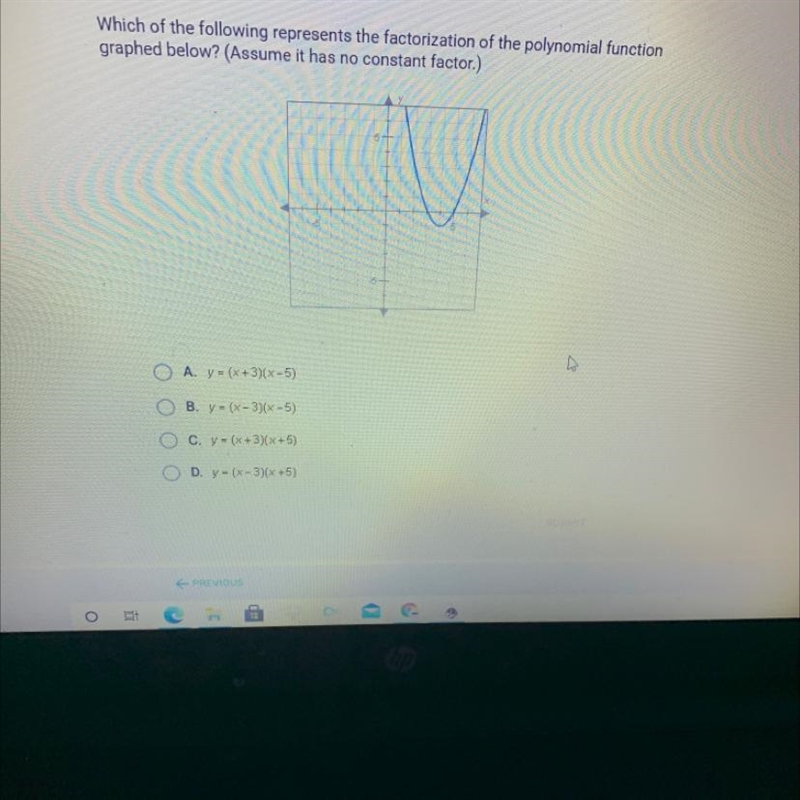 Which of the following represents the factorization of the polynomial function graphed-example-1