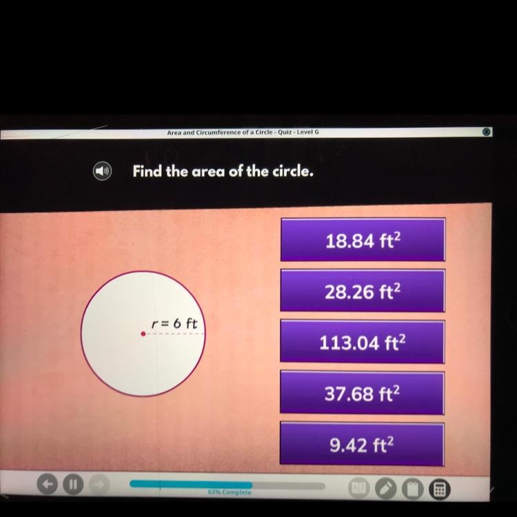 Find the circumference of the circle. R=6 ft please help-example-1