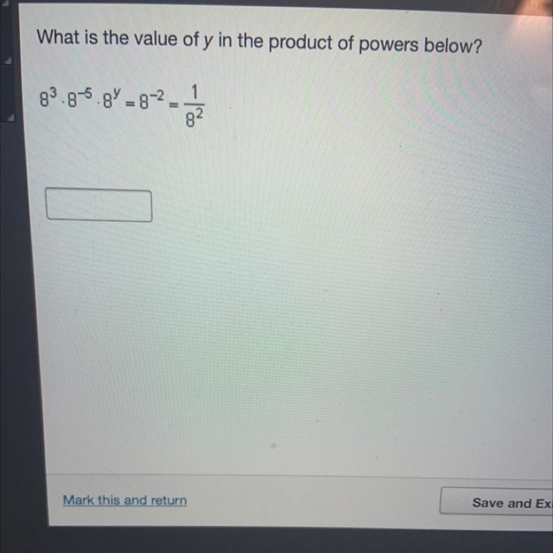 What is the value of y in the product of powers below?-example-1