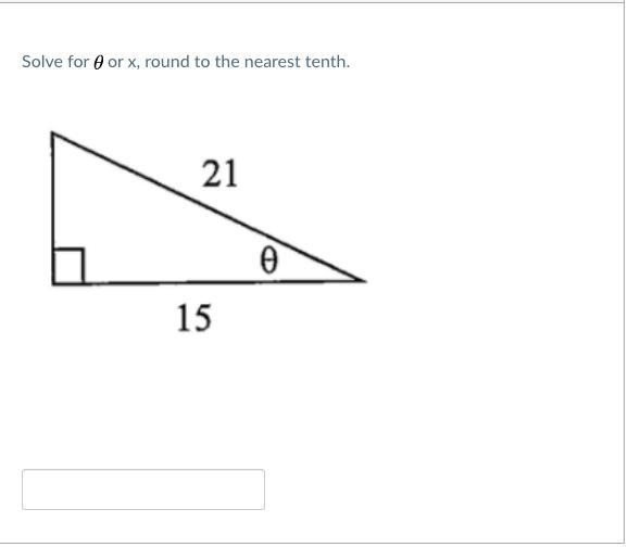 Solve for θ or x, round to the nearest tenth.-example-1