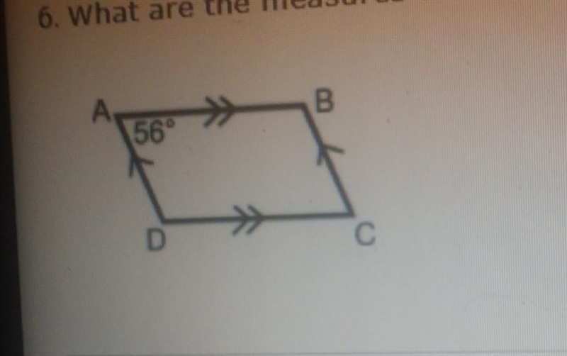 What are the measures of other angles of parallelograms 56​-example-1