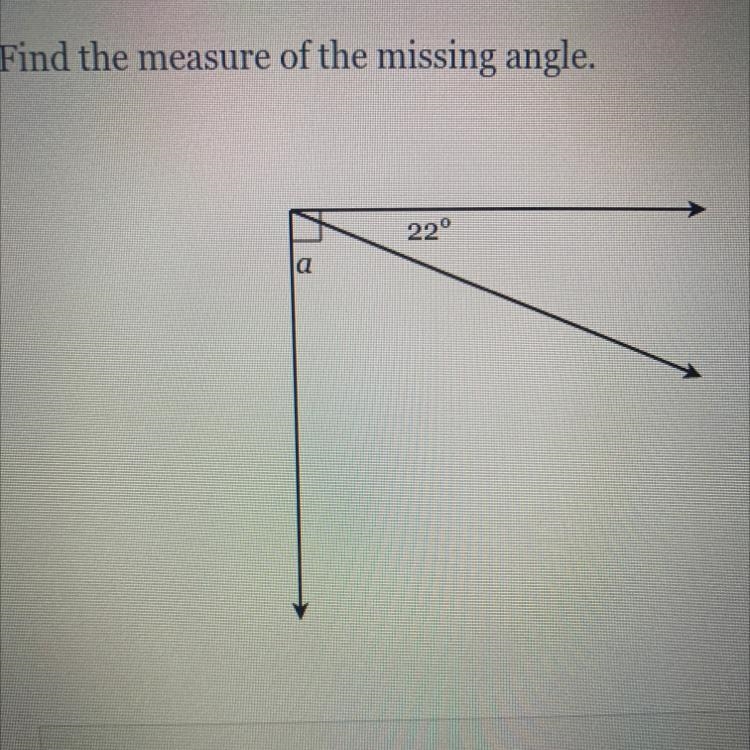 Find the measure of the missing angle.-example-1