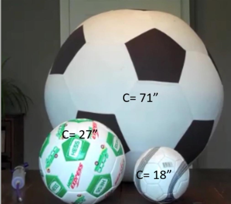 Soccer ball inflation: How many pumps will it take to fill the large soccer ball with-example-1