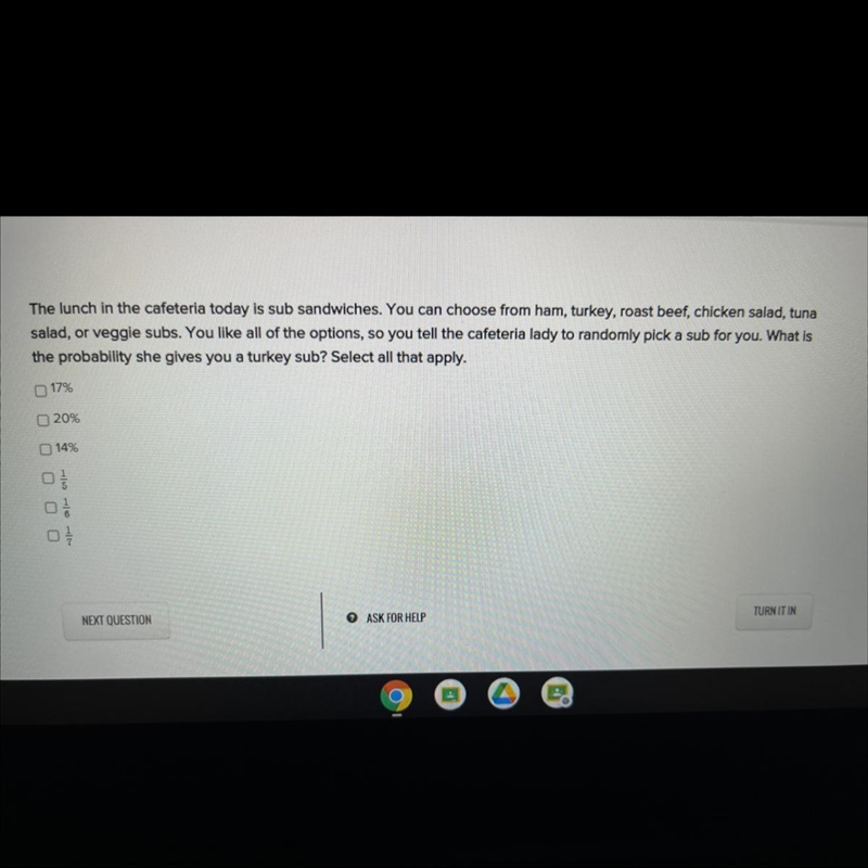 What is the answer? 17% 20% 14% 1/5 1/6 1/7-example-1