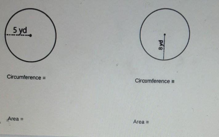 Find the area and circumference of the 2 circles​-example-1