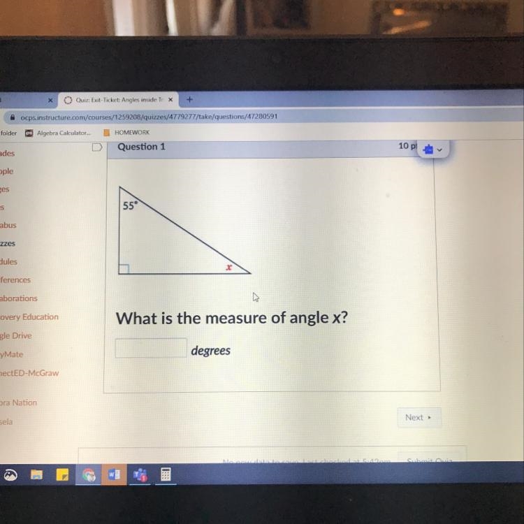 What is the measure of angle x?-example-1