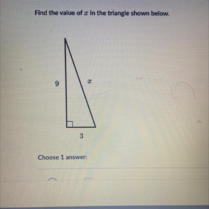 Find the value of x in the triangle shown below NEED HELP ASAP-example-1