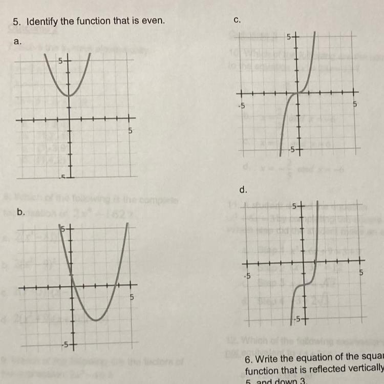 5. Identify the function that is even. And why-example-1