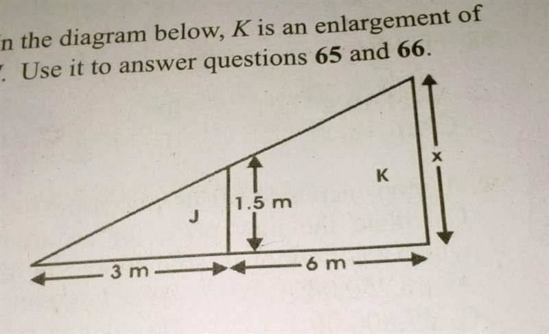 1. Calculate the scale factor. a. ⅓ b. ½ c. 2 d. 3 2. Find the value of x. a. 3•0m-example-1