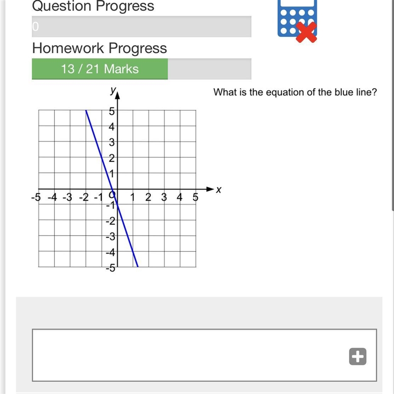 What is the equation of the blue line?-example-1