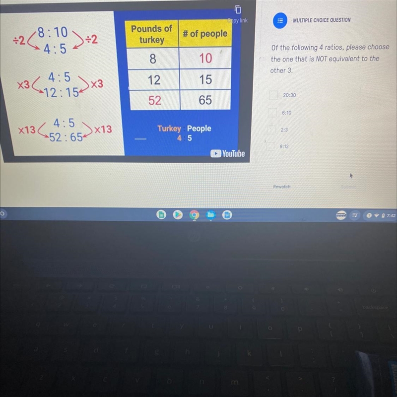 Of the following 4 ratios, please choose the one that is NOT equivalent to the other-example-1