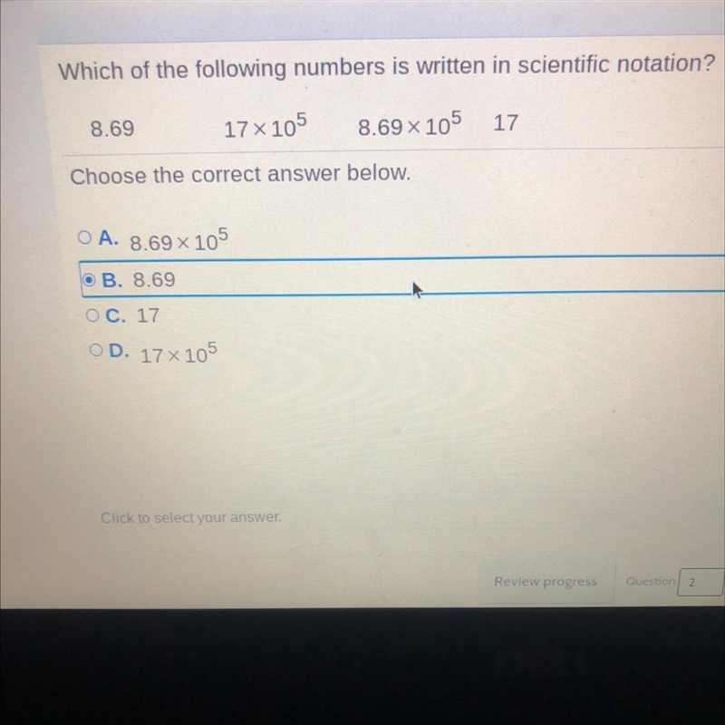 Which of the following is written in a scientific notation?-example-1