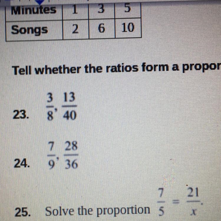 Tell whether the ratios form a proportion.-example-1