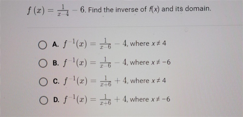 Find The Inverse Of f(x) and its domain​-example-1