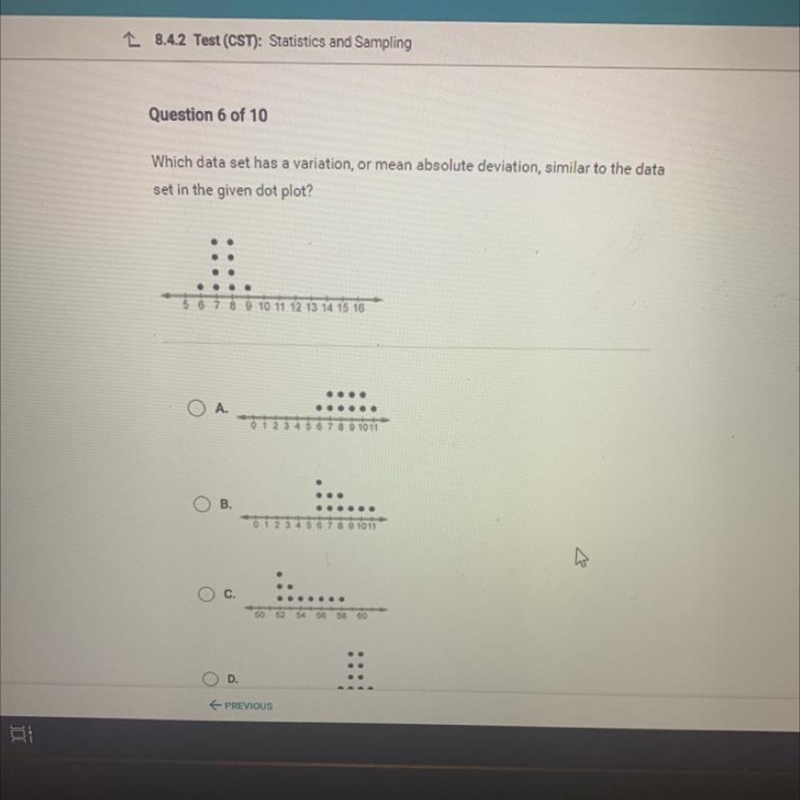 Which data set has a variation, or mean absolute deviation, similar to the data set-example-1