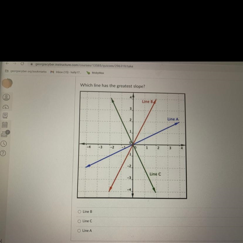 Which line has the greatest slope?-example-1