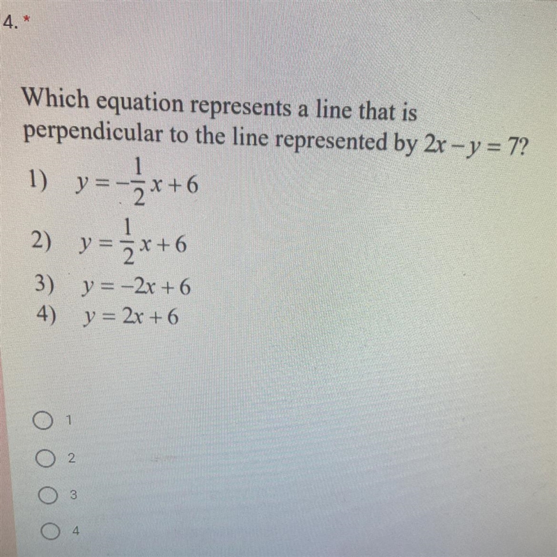 Which equation represents a line that is perpendicular to the line represented by-example-1