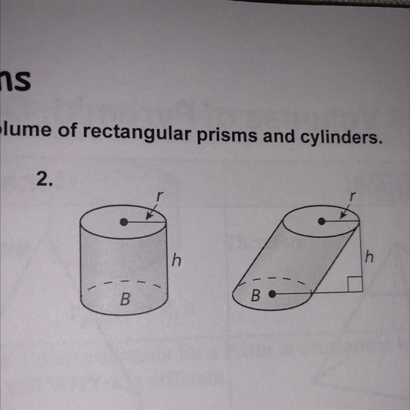 Write the formulas for the volume of the cylinders PLEASE PLEASE HELP!-example-1