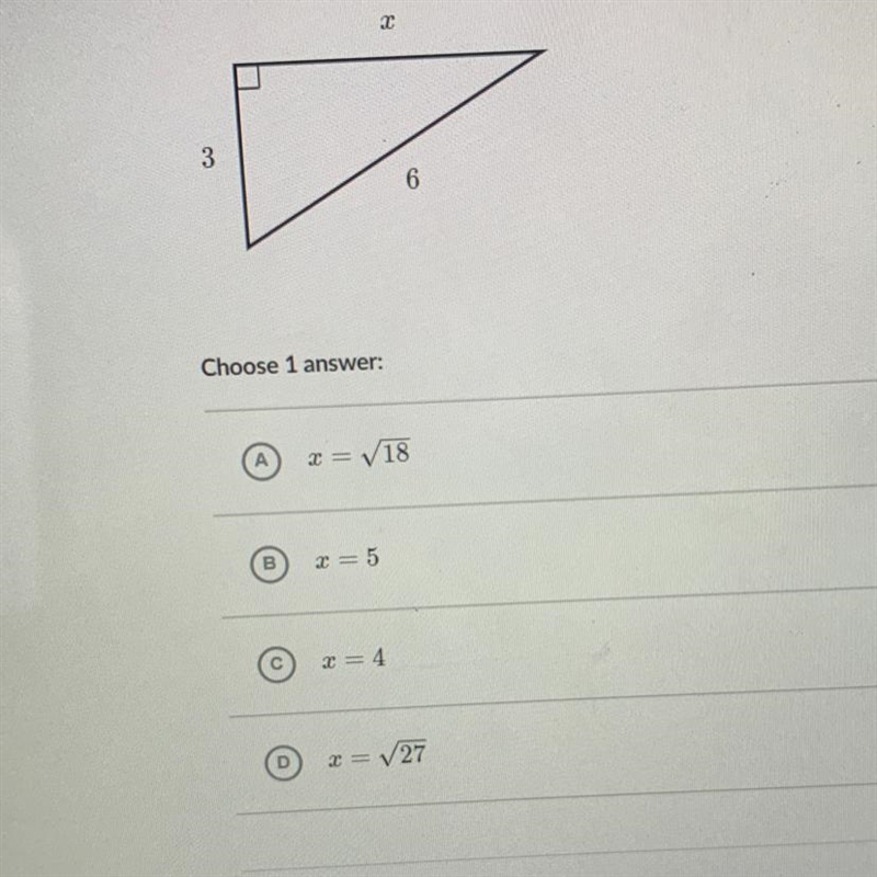 Find the value of x in the triangle shown below￼-example-1