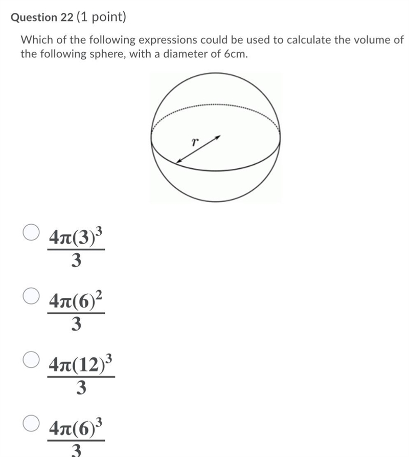 Which of the following expressions could be used to calculate the volume of the following-example-1