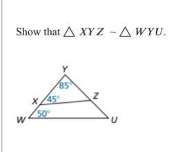 Show that △ ~ △. Are they similar or not-example-1