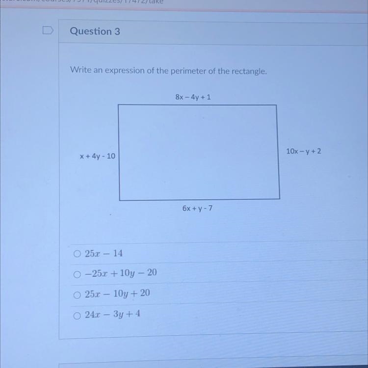 Write an expression of the perimeter of the rectangle. help asap-example-1