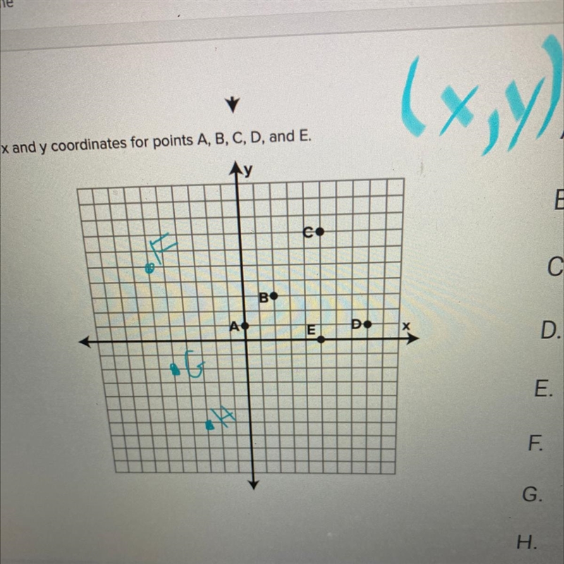 Write the x and y coordinates for points A, B, C, D, E,F,G,H-example-1