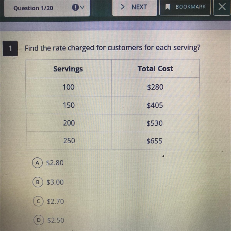 Find the rate charged for customers for each serving?-example-1