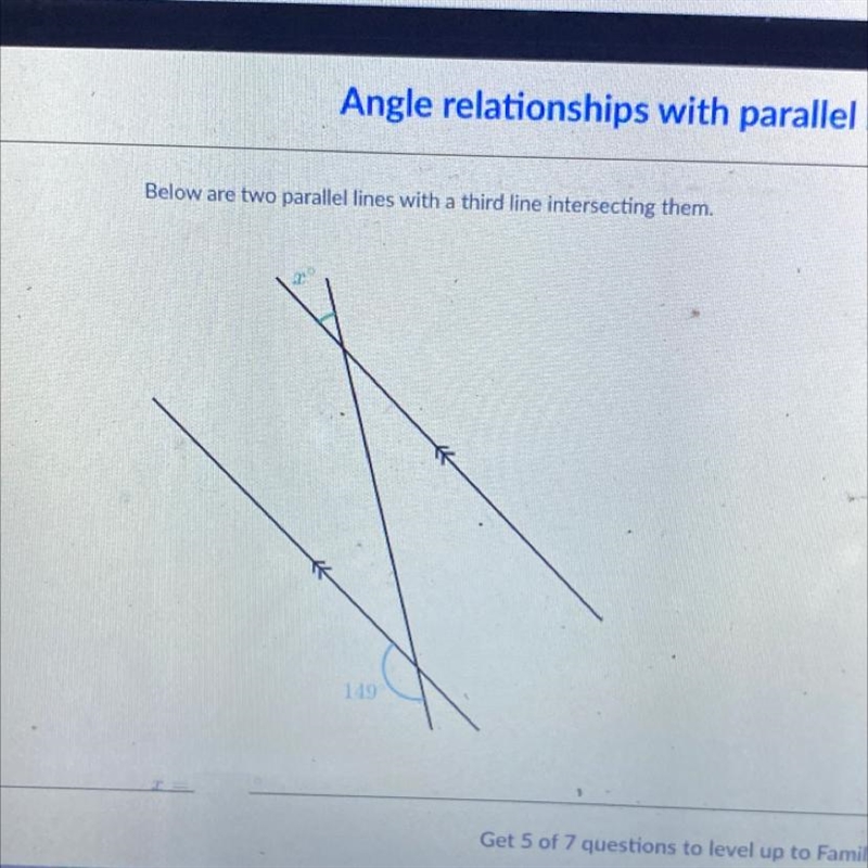 Below are two parallel lines with a third line intersecting them.-example-1