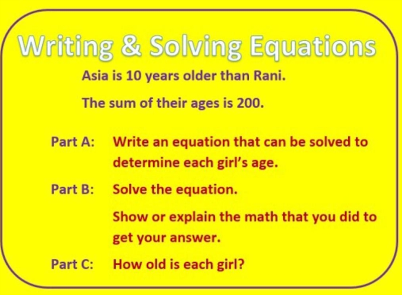 Write and solve equations: If asia is 10 years older than rani the sum of their age-example-1