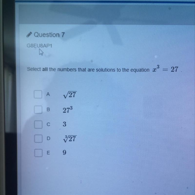 Select all the numbers that are solutions to the equation-example-1