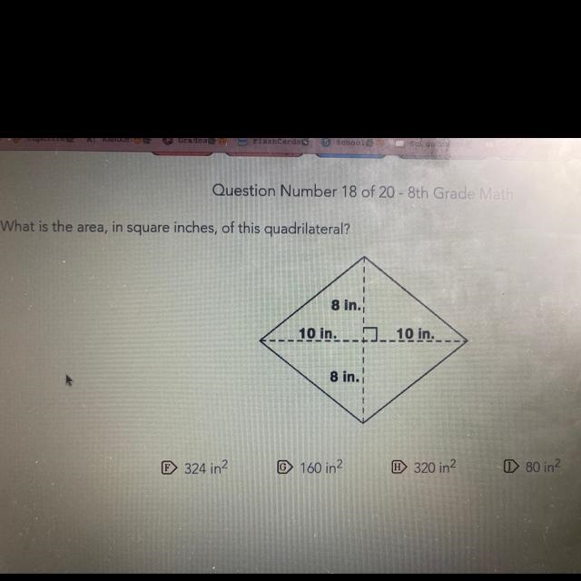 What is the area in square inches of this quadrilateral-example-1