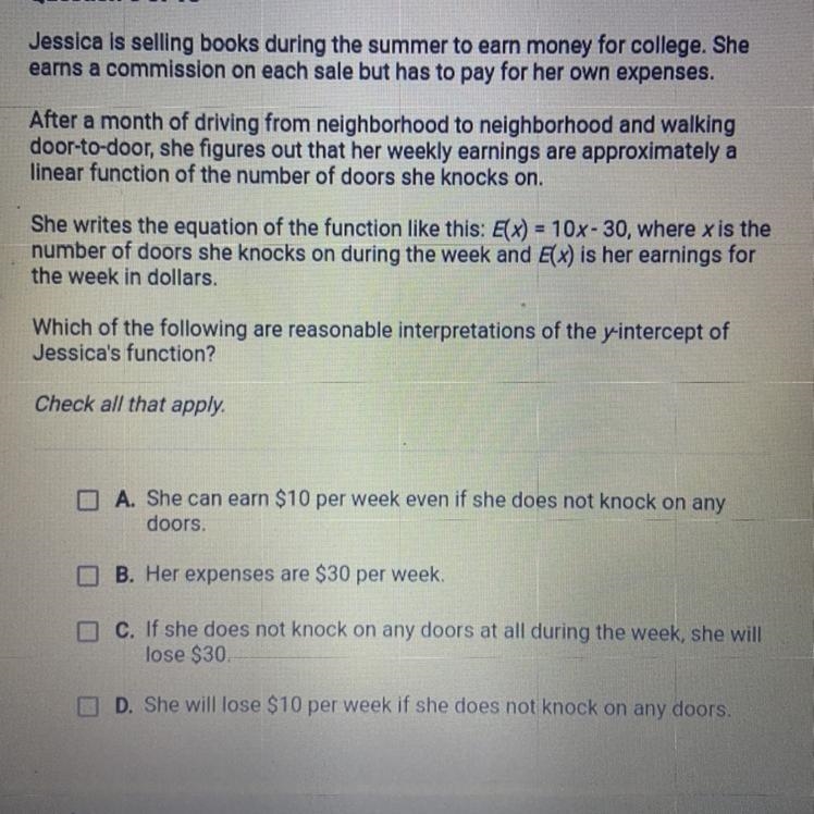 Jessica is selling books during the summer to earn money for college. She earns a-example-1