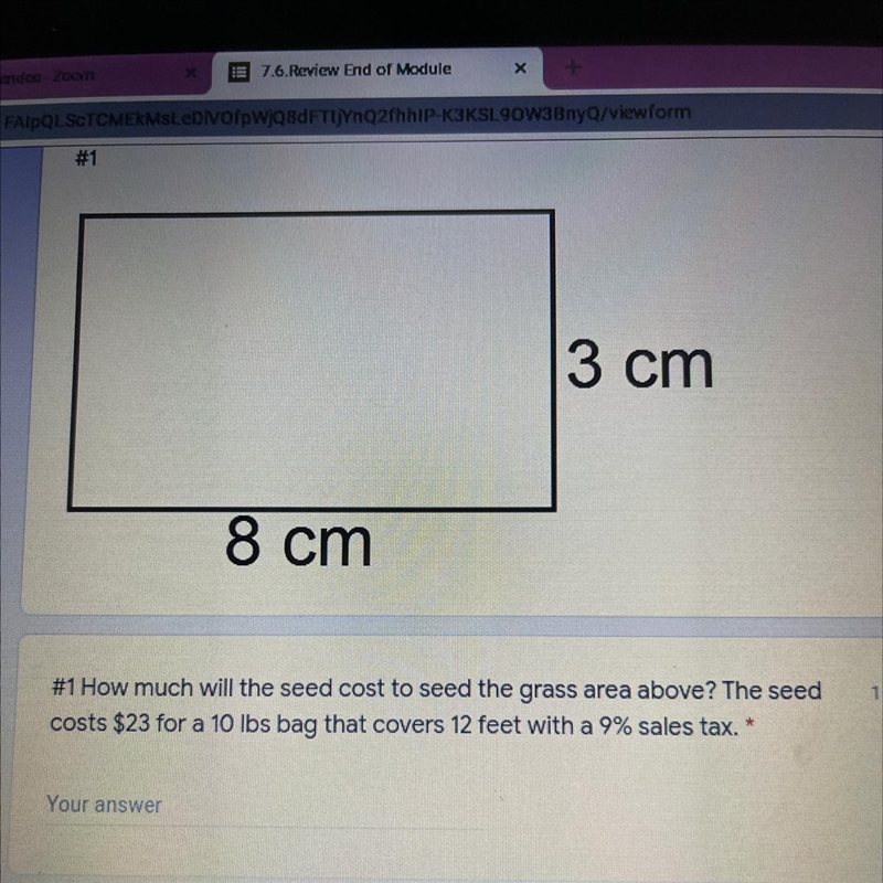 #1 How much will the seed cost to seed the grass area above? The seed costs $23 for-example-1