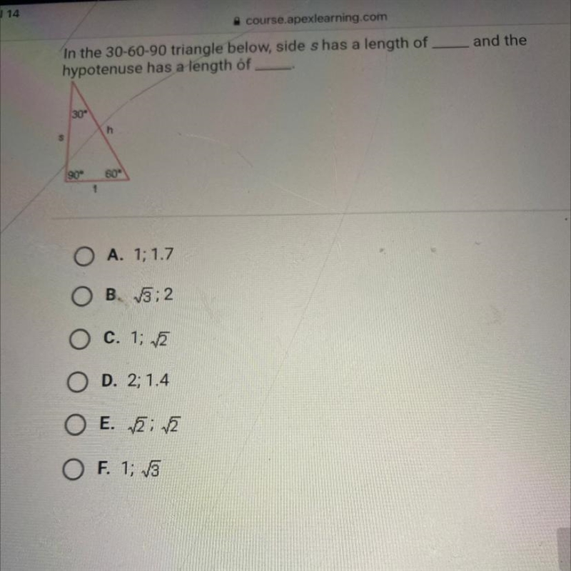 What is the length of side s of the square shown below?-example-1