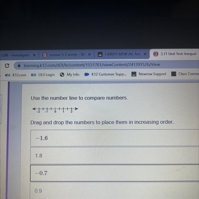 Use the number line to compare numbers Drag and drop the numbers to place them in-example-1