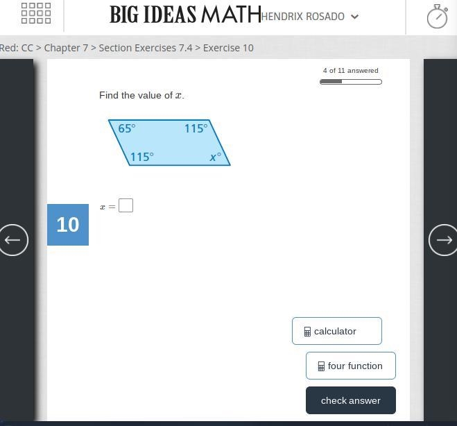 Find the value of x +65+115+115-example-1