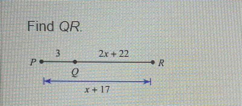 Find QR a. -8 b. 12 c. 6 d. 9-example-1