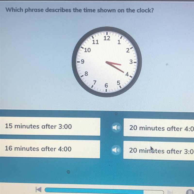 Which phrase describes the time shown on the clock? 12 PS 11 10 E9 8 7 5 6 15 minutes-example-1