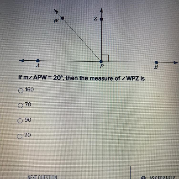 If mAPW = 20°, then the measure of WPZ is-example-1