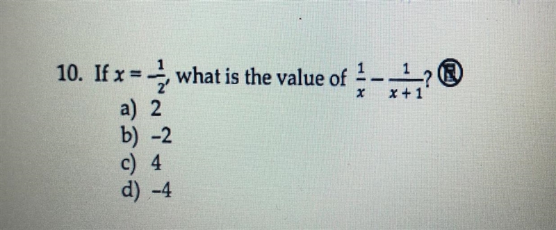 Answer is D)-4 but please explain how to get it-example-1