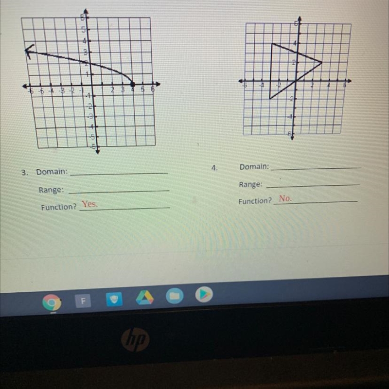 Could someone help with the domain and range of these 2 graphs?-example-1