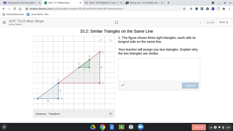 How are the green triangle and red triangle similar?-example-1