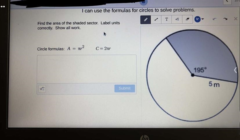 Need help ASAP. i forgot all the steps after the Area is solved with 5. or if 25pi-example-1