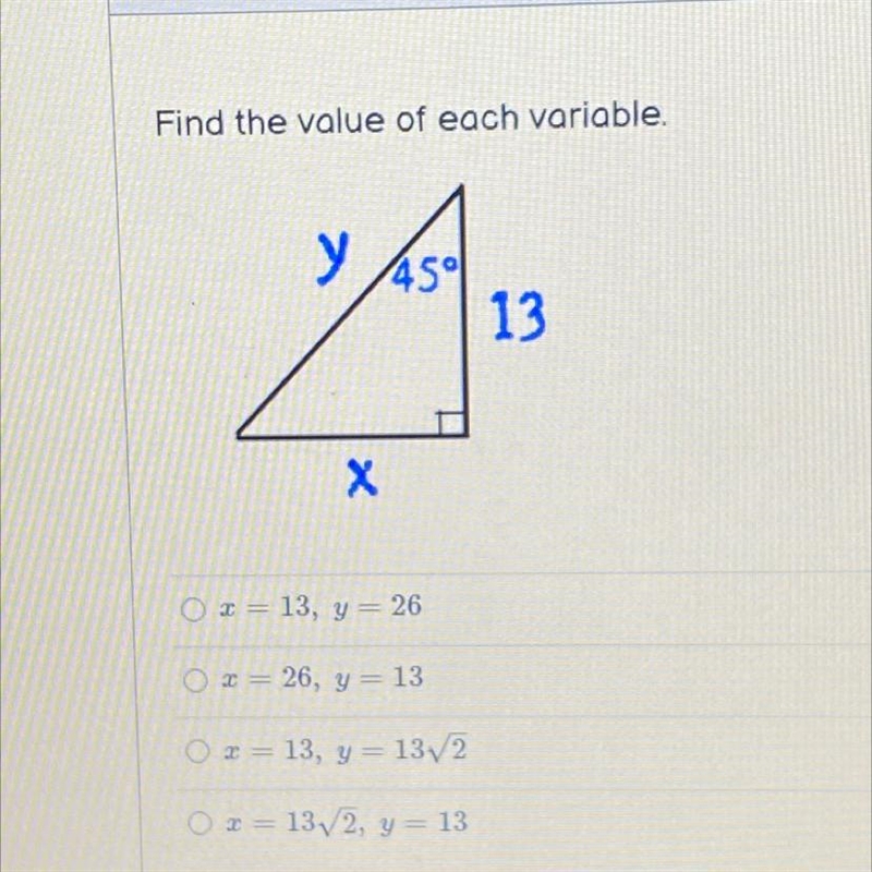 Find the value of each variable.-example-1