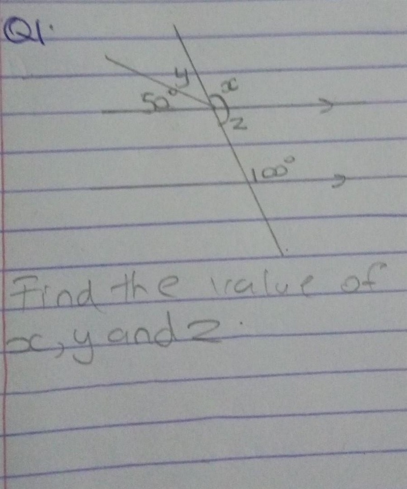 Find the value of x, y and z​-example-1