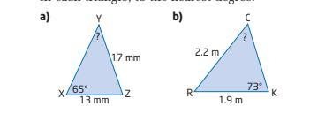 Find the measure of the indicated angle in each triangle, to the nearest degree.-example-1